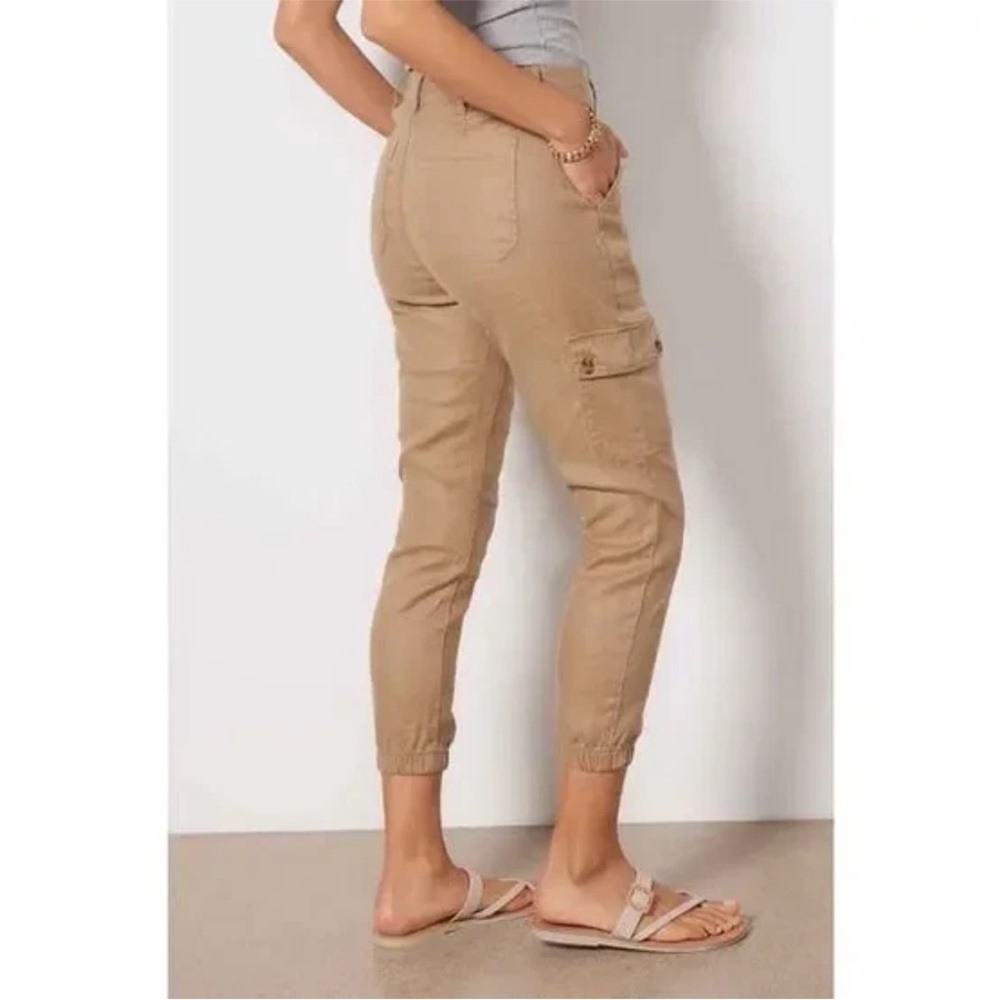 Evereve Women’s Linen Blend Tessa Cargo Pant Size 26 Sandcastle Tan Khaki Jogger - Picture 3 of 14